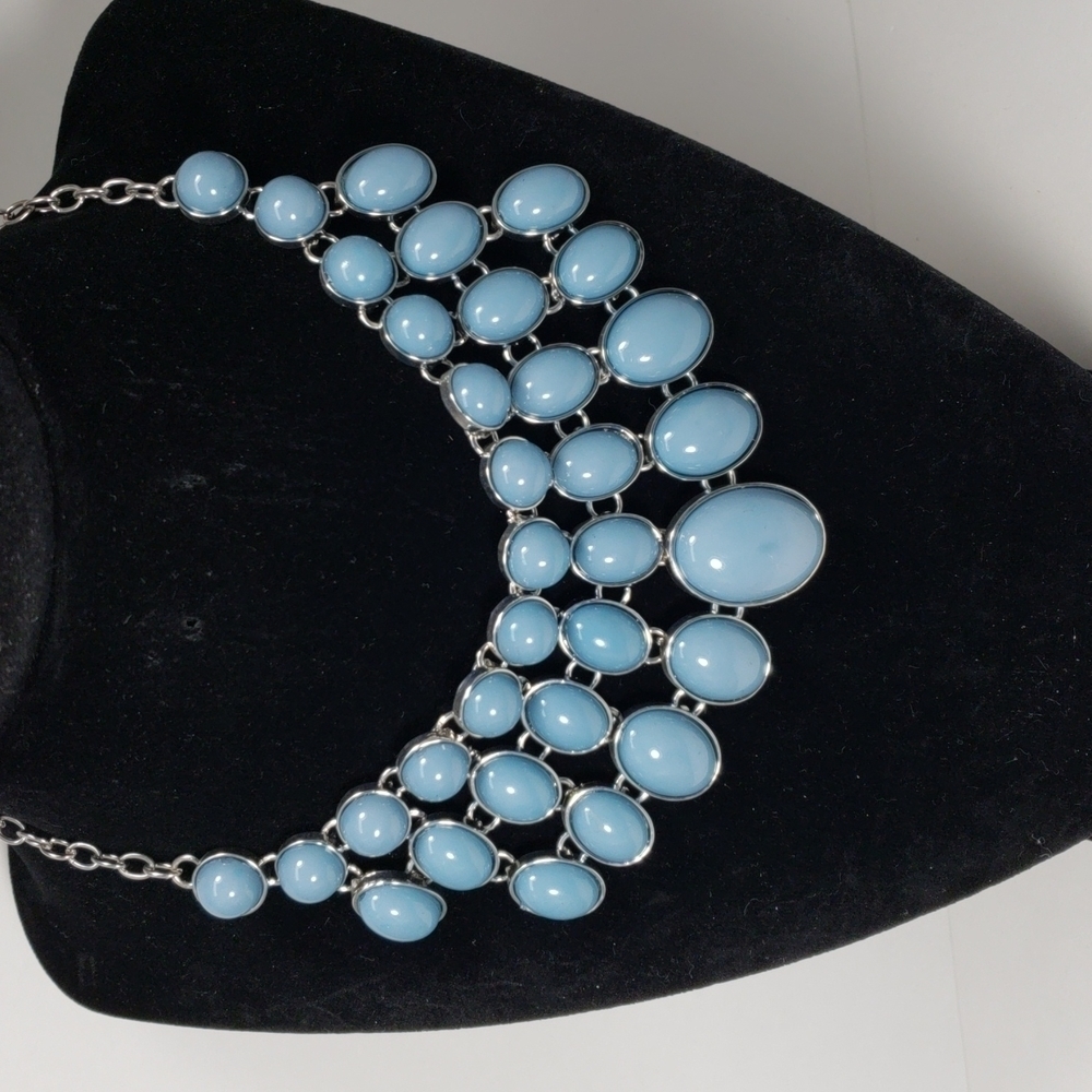 RSVP Silver, Blue Grayish Statement Necklace – Women's Fashion Jewelry - 18-inch - Picture 8 of 8